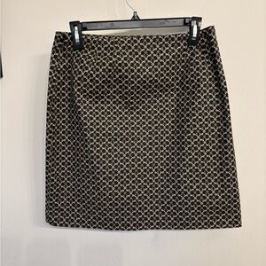 Ann Taylor Black and Cream Geometric Pencil Skirt